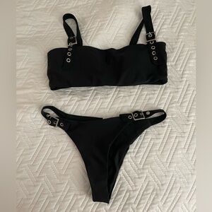 Bikini Set with Buckle Straps | Black